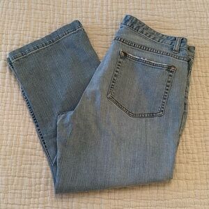 GAP Women's Lived In Light/Mid Wash Wide Leg Ankle Crop Jeans Size 12